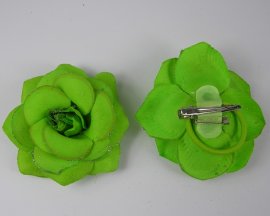 Roos met glitter 10 cm groen.