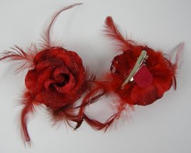 Duckklem met roos rood 7 cm.