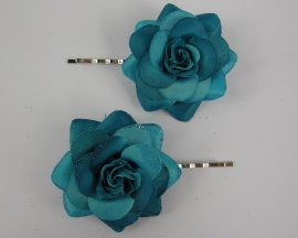 2 schuifspelden met blauwe roos