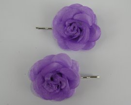2 schuifspelden met paarse roos