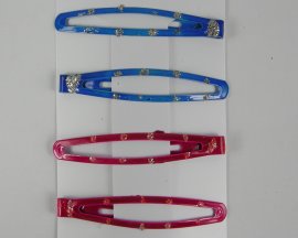 4 klikklaks met strass blauw/rood.