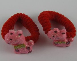 2 badstof haarelastieken hondje.