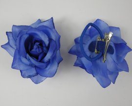 Roos met glitters blauw 10 cm.