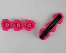 Duckklem met 3 rozen donker roze.