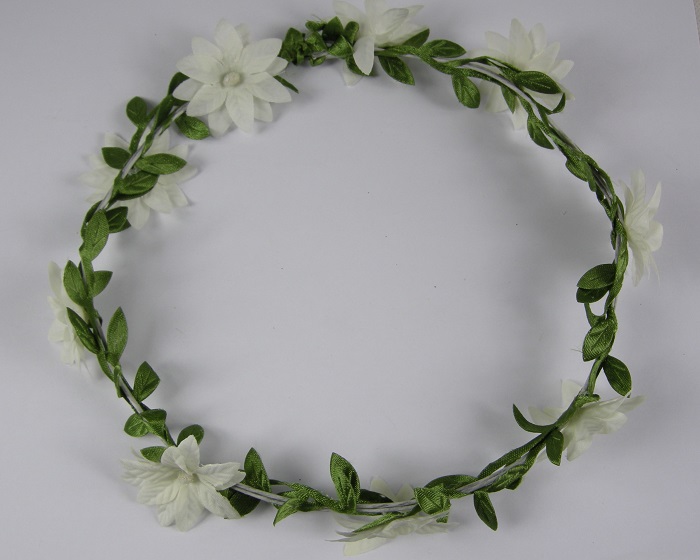 (image for) Haarkrans met bloemen wit groot.