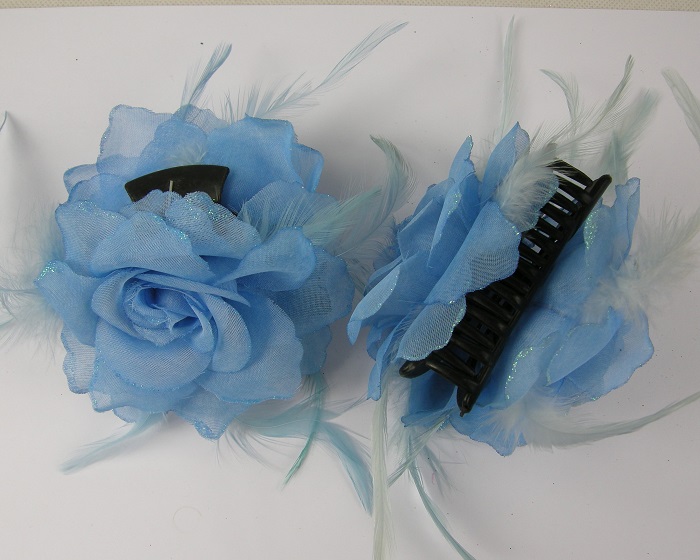 (image for) Haarklem met roos licht blauw.