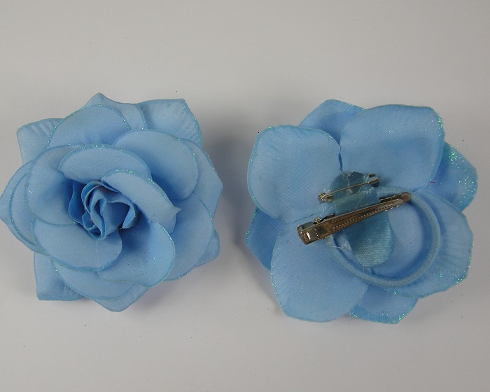 (image for) Roos met glitter 10 cm blauw.