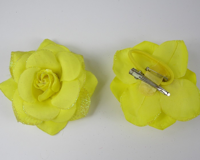 (image for) Roos met glitter 10 cm geel.