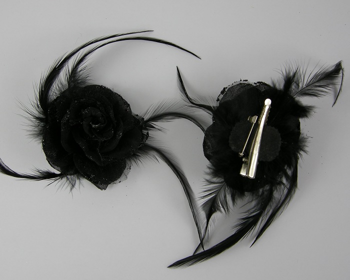 (image for) Duckklem met roos zwart 7 cm. - Klik op afbeelding om te sluiten