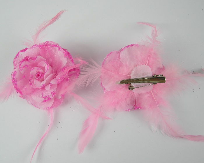 (image for) Duckklem roze met veren 7 cm.
