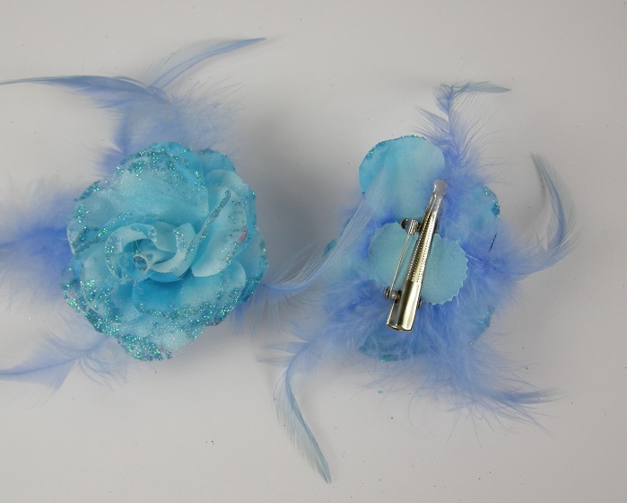 (image for) Duckklem met roos blauw 7 cm. - Klik op afbeelding om te sluiten
