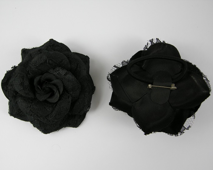 (image for) Roos zwart met kant 9 cm.