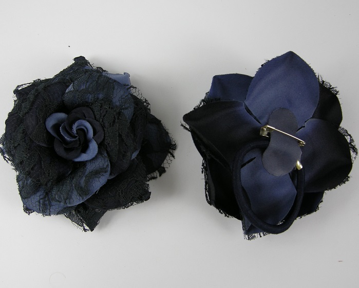 (image for) Roos blauw met kant 9 cm.