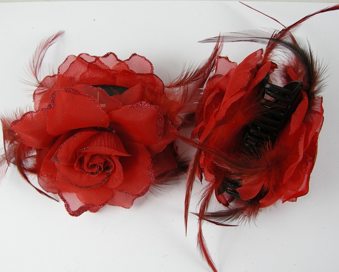(image for) Haarklem met roos rood.