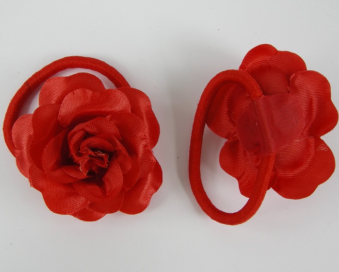 (image for) 2 haarelastieken rood met roos.