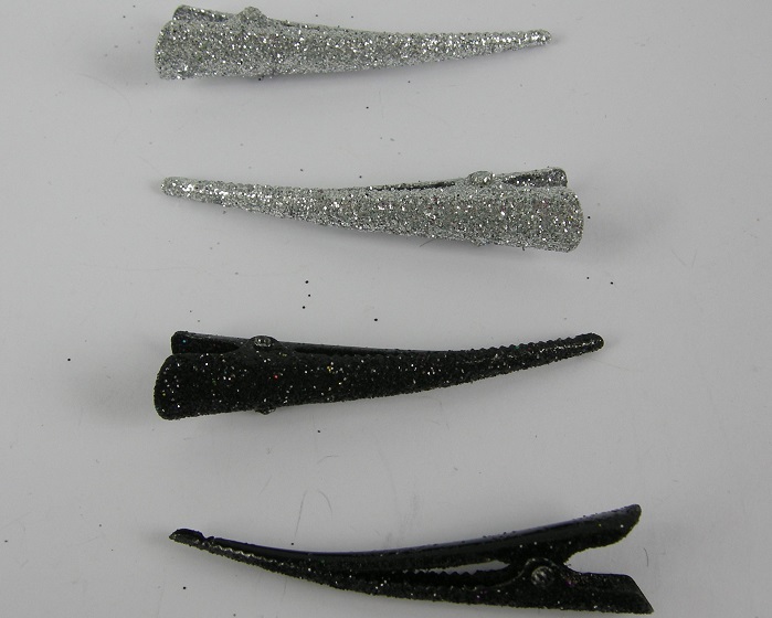 (image for) Duckklem glitter zilver/zwart. - Klik op afbeelding om te sluiten