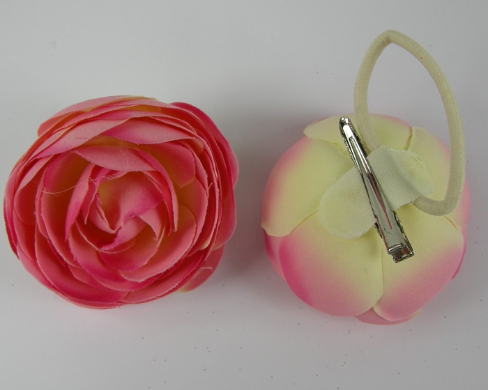 (image for) Haarelastiek met roze roos.