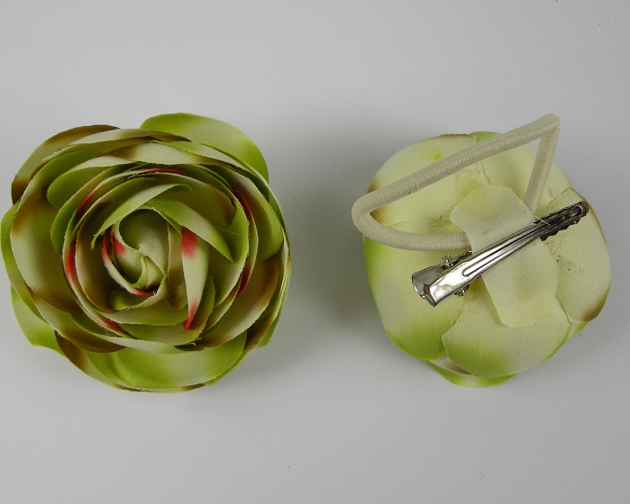 (image for) Haarelastiek met groene roos.