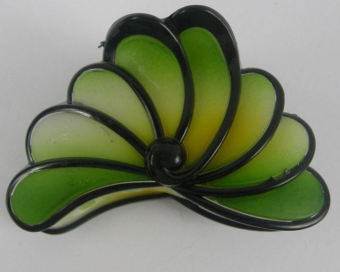 (image for) Haarklem groen met blad motief.