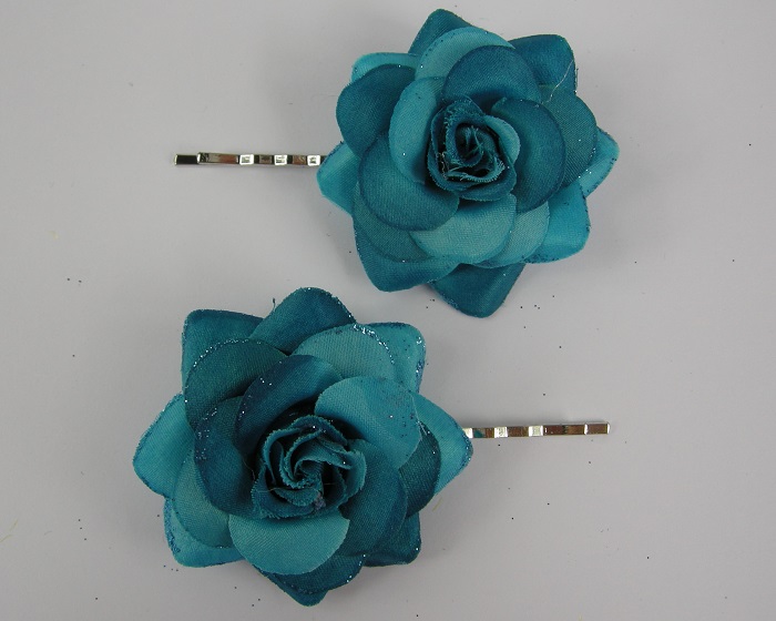 (image for) 2 schuifspelden met blauwe roos