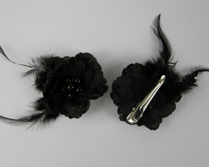 (image for) 2 duckklemmen met roos zwart