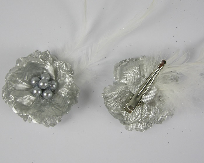(image for) 2 duckklemmen met roos zilver. - Klik op afbeelding om te sluiten