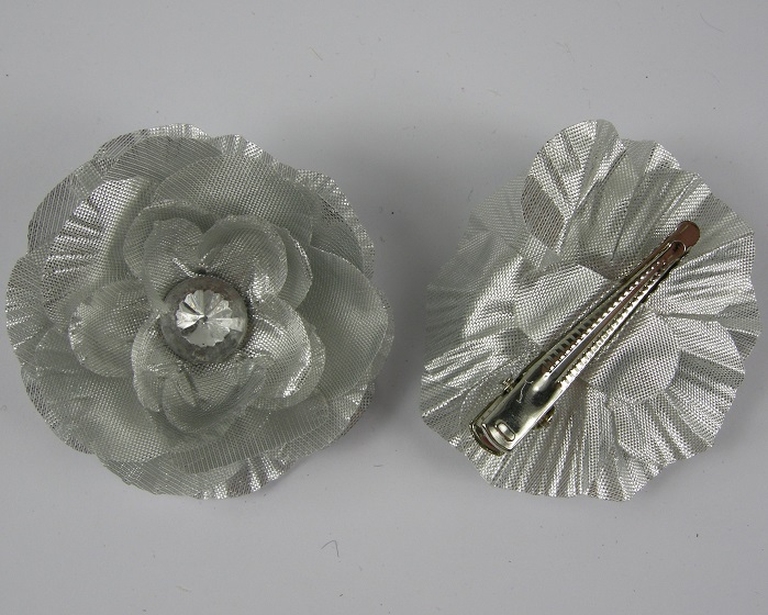 (image for) 2 duckklemmen met roos zilver.