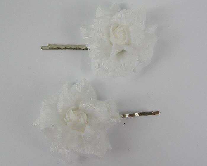 (image for) 2 schuifspelden met witte roos