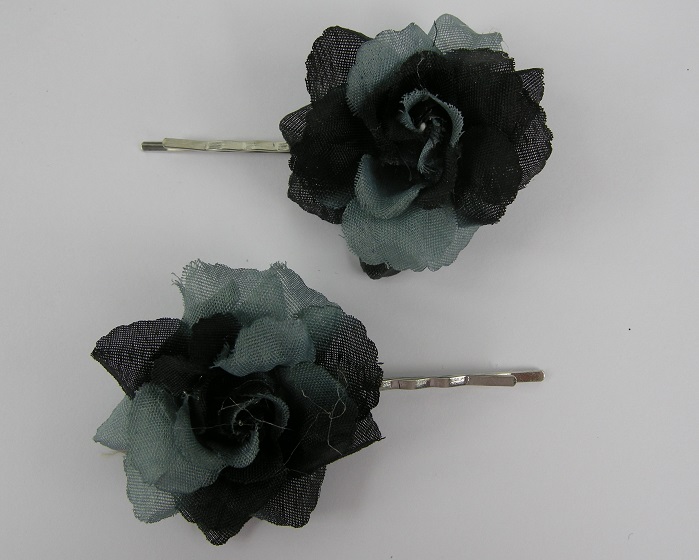 (image for) 2 schuifspelden met grijze roos