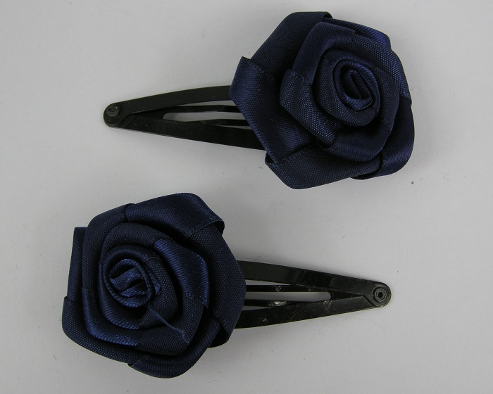 (image for) 2 clic clacs met zijden roos blauw - Klik op afbeelding om te sluiten