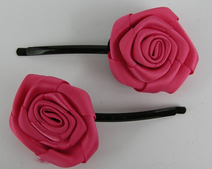 (image for) 2 schuifspelden met roos roze