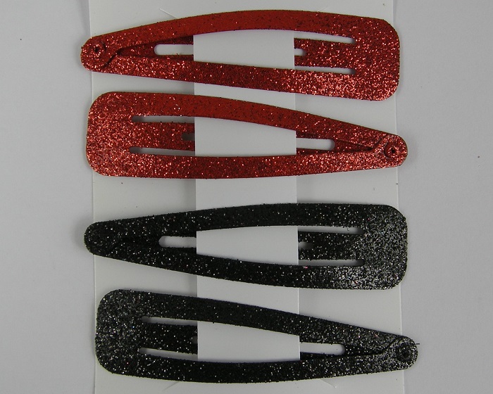 (image for) 4 klikklaks rood en zwart glitter.