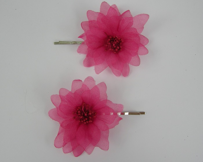 (image for) 2 schuifspelden met roze roos