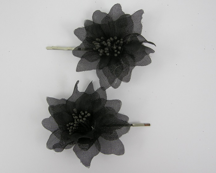 (image for) 2 schuifspelden met zwarte roos