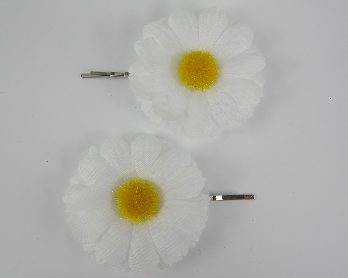 (image for) 2 schuifspelden met witte bloem