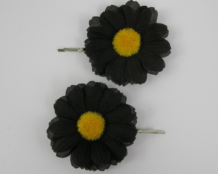 (image for) 2 schuifspelden met zwarte bloem