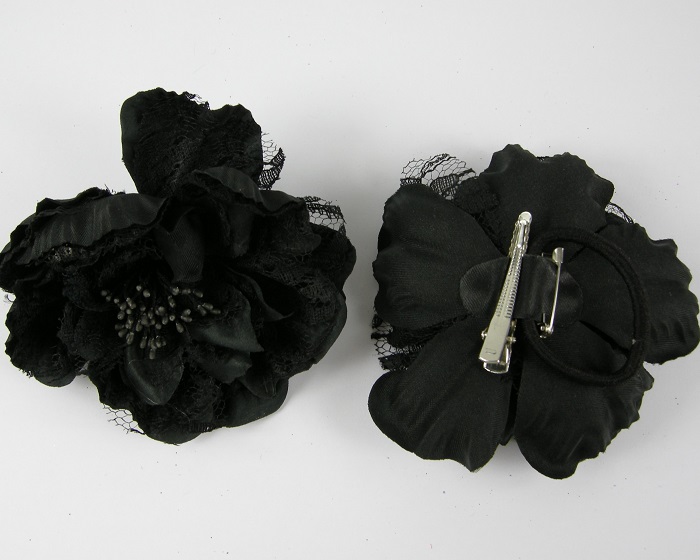 (image for) Roos zwart met kant 10 cm.