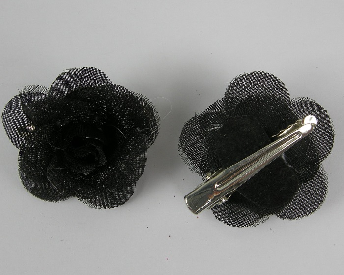 (image for) 2 duckklemmen met roos zwart. - Klik op afbeelding om te sluiten