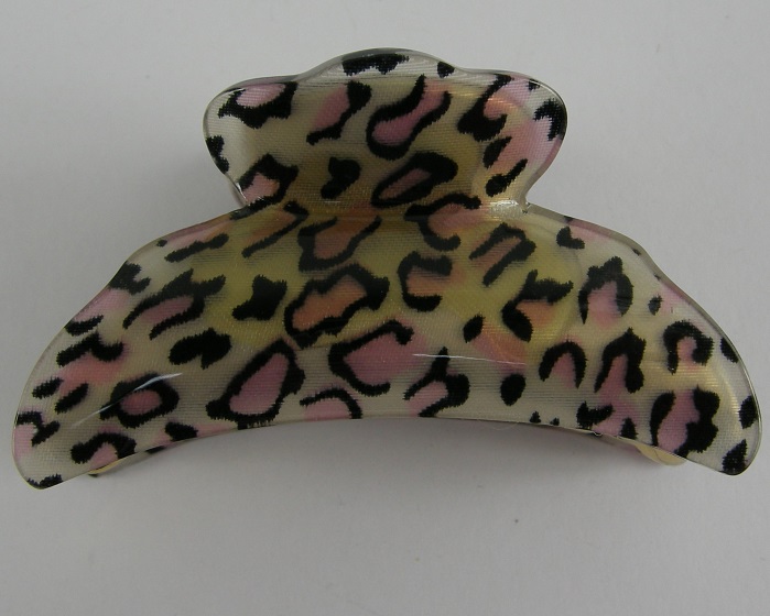(image for) Haarklem met tijgerprint roze. - Klik op afbeelding om te sluiten