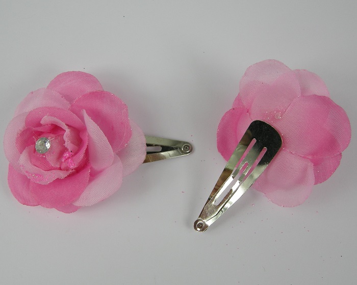 (image for) 2 klikklaks met roze roos. - Klik op afbeelding om te sluiten