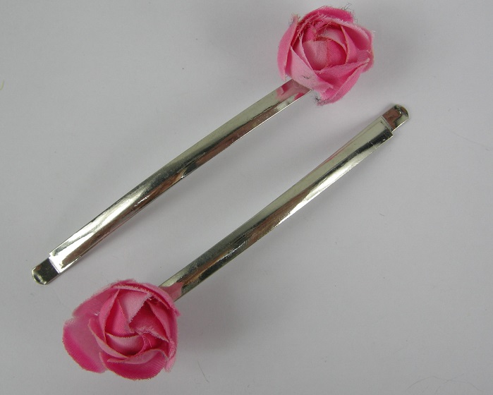 (image for) 2 schuifspelden met roze roos