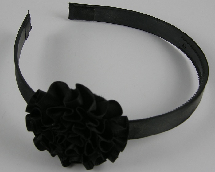 (image for) Diadeem met bloem zwart. - Klik op afbeelding om te sluiten