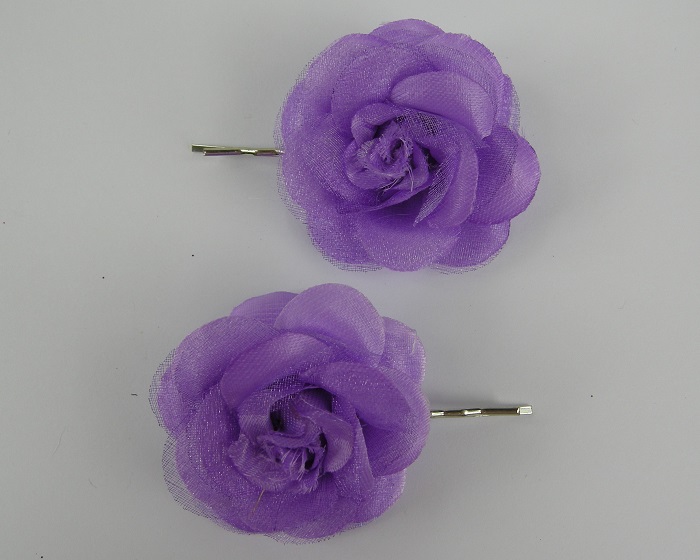 (image for) 2 schuifspelden met paarse roos