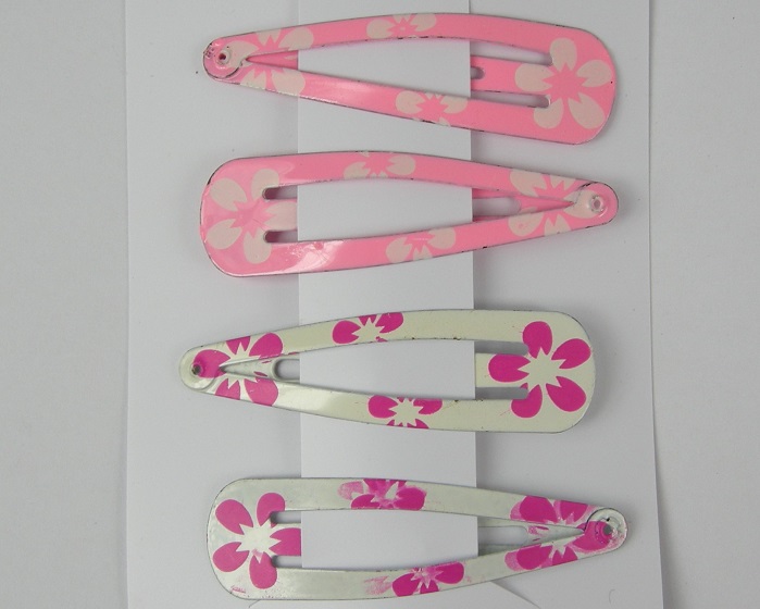 (image for) 4 klikklaks roze met bloem print. - Klik op afbeelding om te sluiten