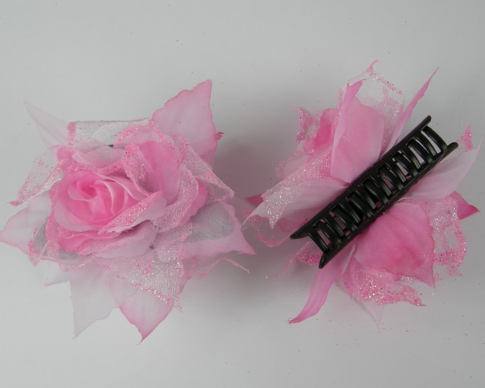 (image for) Klem met roos roze 11 cm.