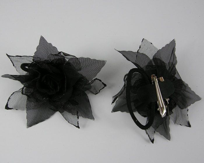 (image for) Roos met glitters 11 cm zwart. - Klik op afbeelding om te sluiten