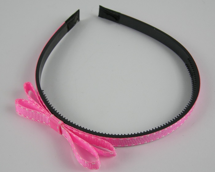(image for) Diadeem met streep en strik roze. - Klik op afbeelding om te sluiten