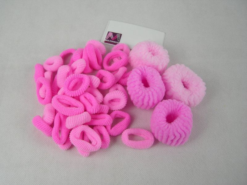 (image for) 40 Badstof haarelastieken roze. - Klik op afbeelding om te sluiten