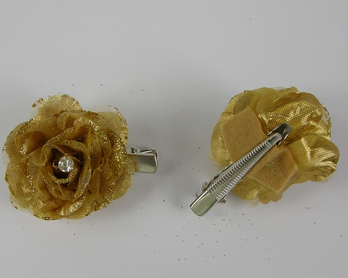 (image for) 2 duckklemmen met roos goud.