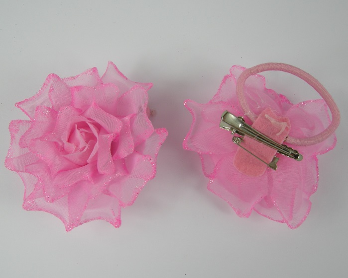 (image for) Roos roze met glitters 8 cm. - Klik op afbeelding om te sluiten